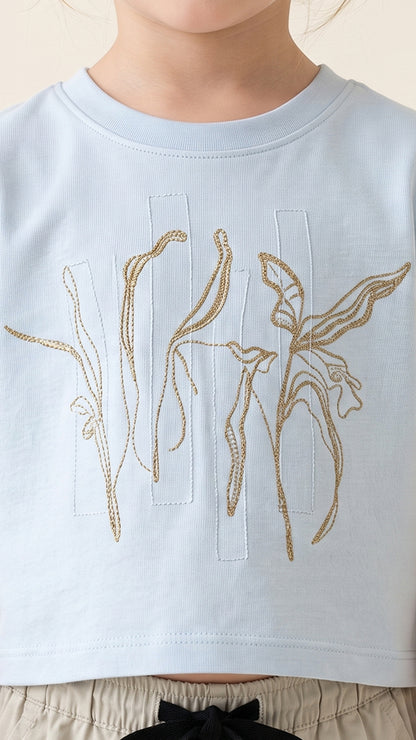 Embroidered Line-Art Muscle Tee