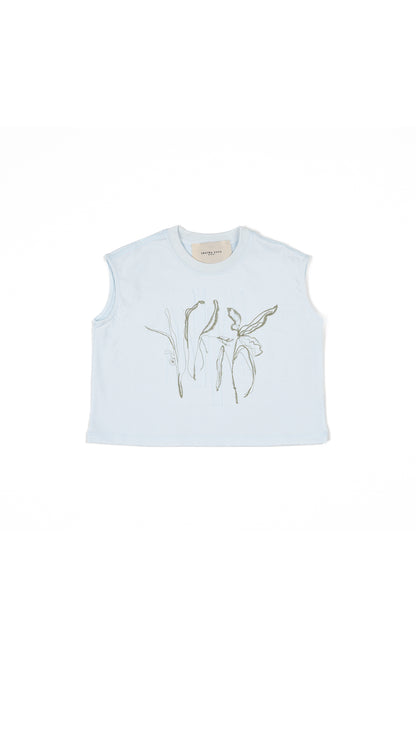 Embroidered Line-Art Muscle Tee