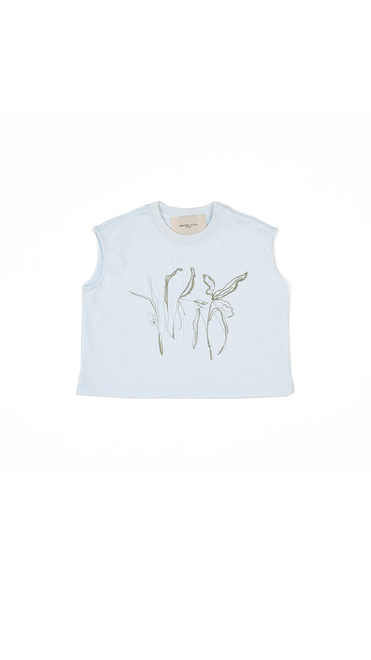 Embroidered Line-Art Muscle Tee