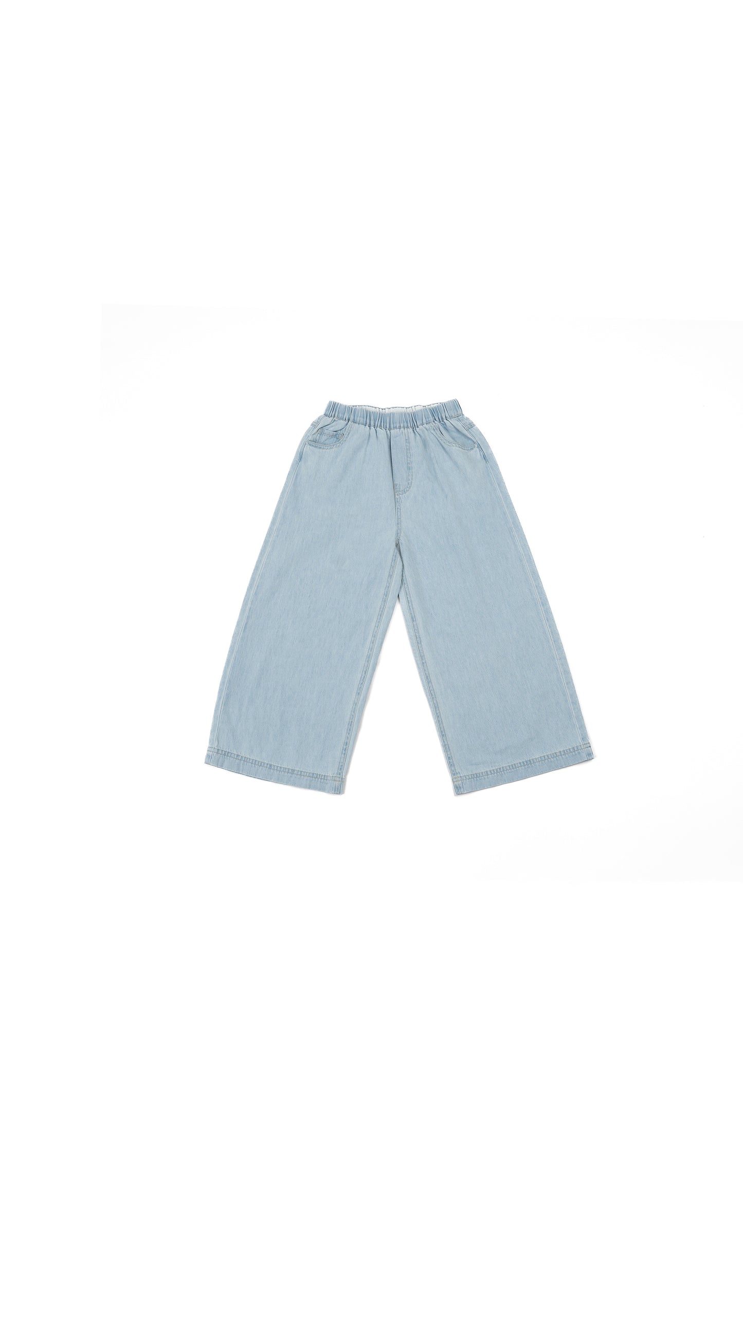 Wide-Leg Chambray Jeans