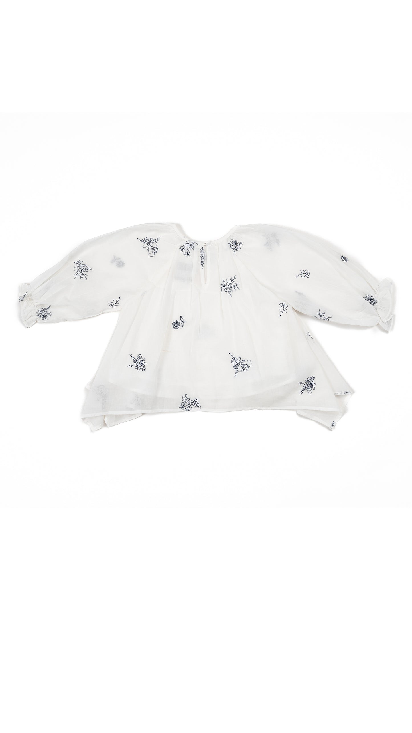 Floral Embroidered Hanky Hem Top