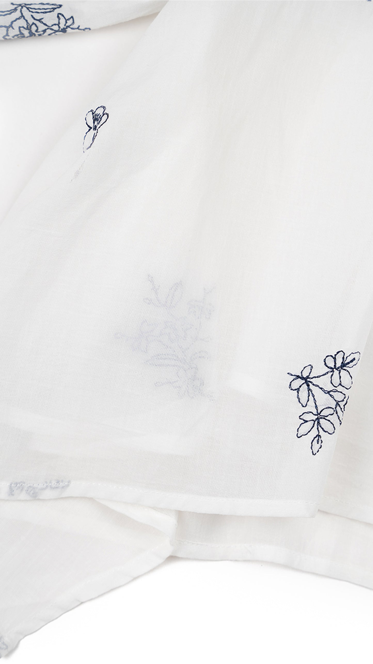 Floral Embroidered Hanky Hem Top