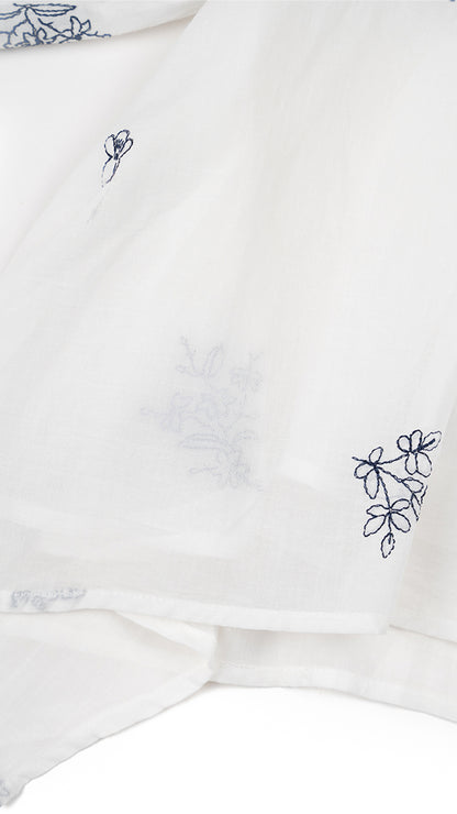 Floral Embroidered Hanky Hem Top