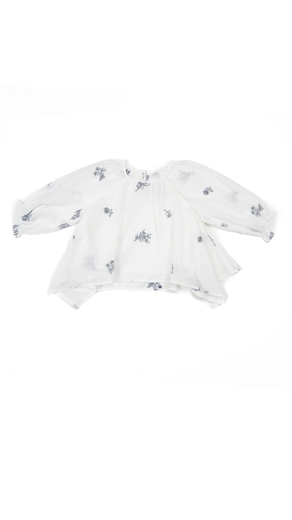 Floral Embroidered Hanky Hem Top