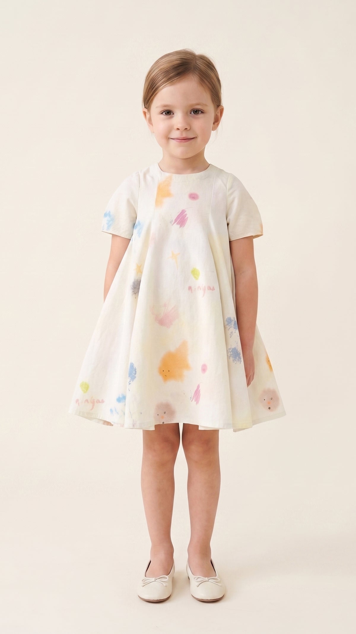 Scribble Doodle Printed Paneled Dress
