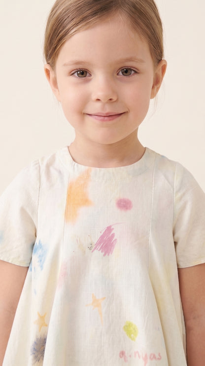 Scribble Doodle Printed Paneled Dress