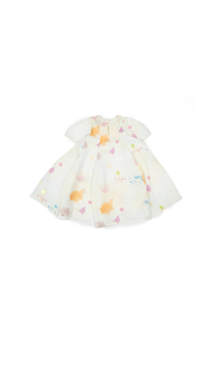 Scribble Doodle Printed Paneled Dress