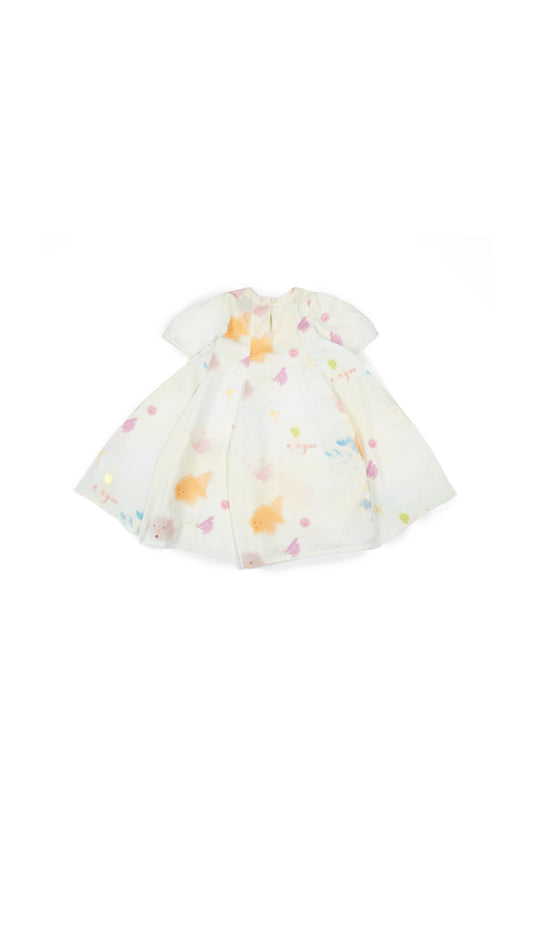 Scribble Doodle Printed Paneled Dress
