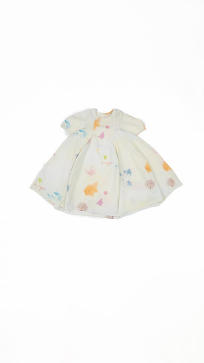Scribble Doodle Printed Paneled Dress