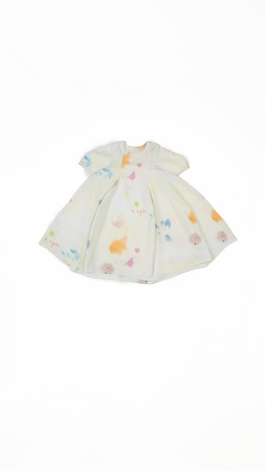 Scribble Doodle Printed Paneled Dress