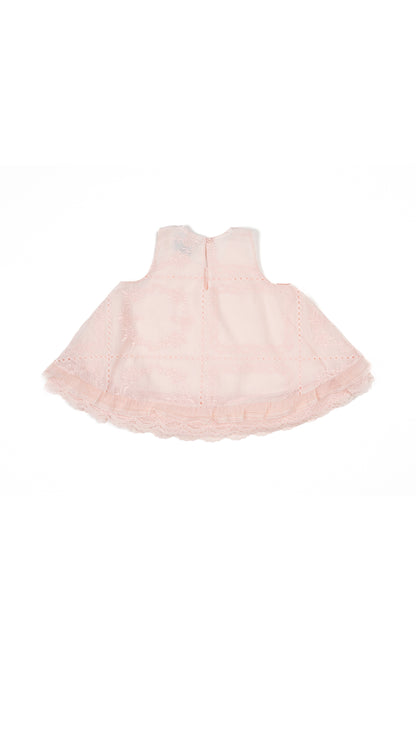 Lace Hem Detail Embroidered Trapeze Top