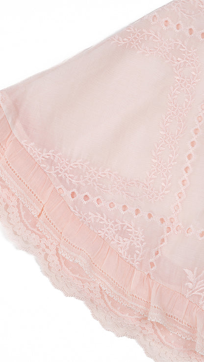 Lace Hem Detail Embroidered Trapeze Top