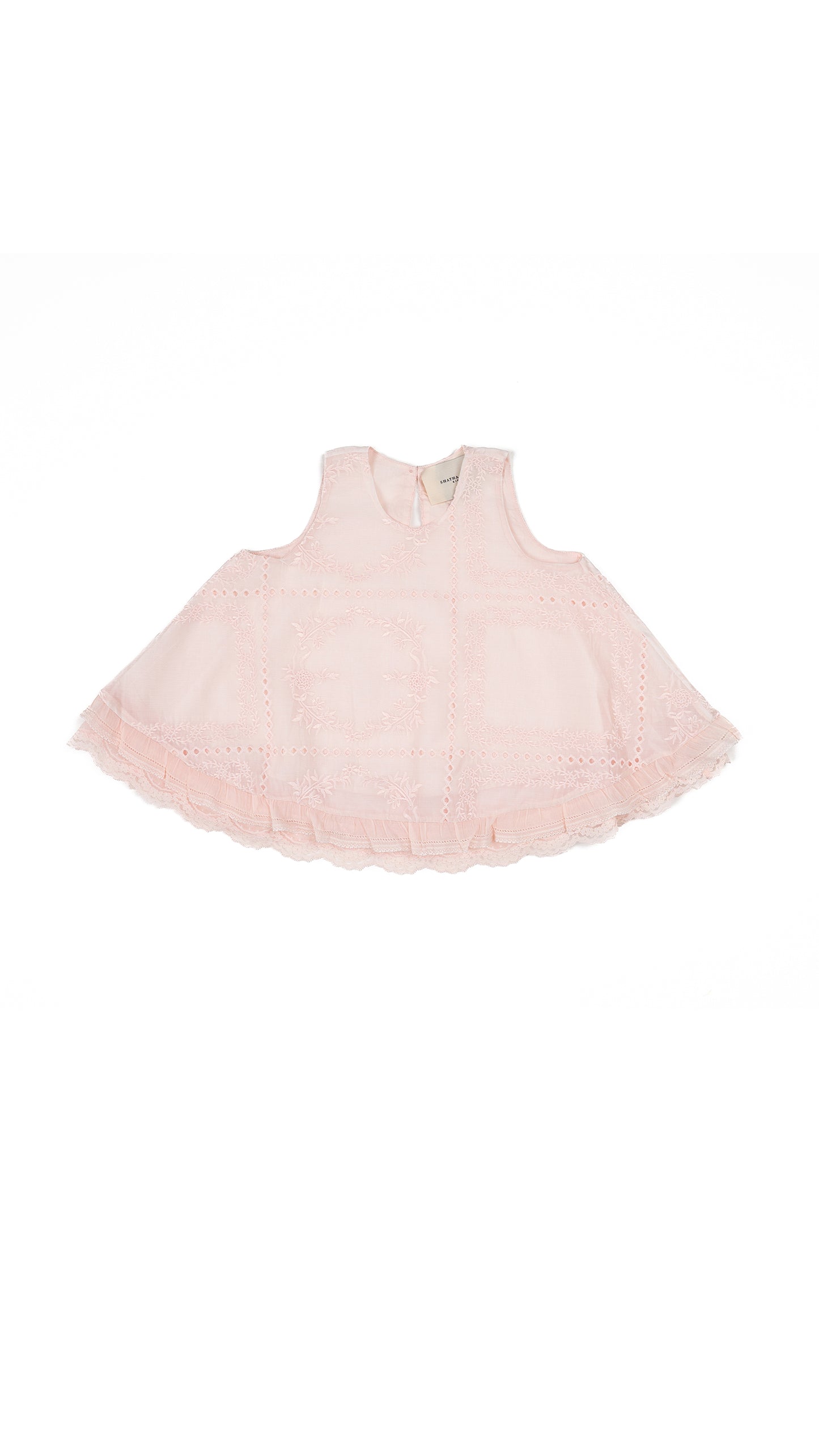 Lace Hem Detail Embroidered Trapeze Top