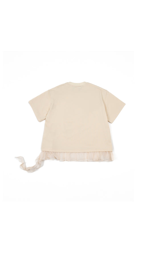 Ruffle Hem Detail Printed Tee