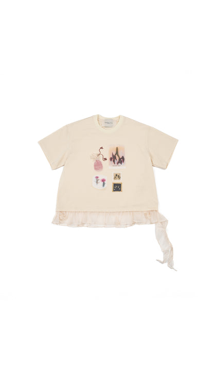 Ruffle Hem Detail Printed Tee