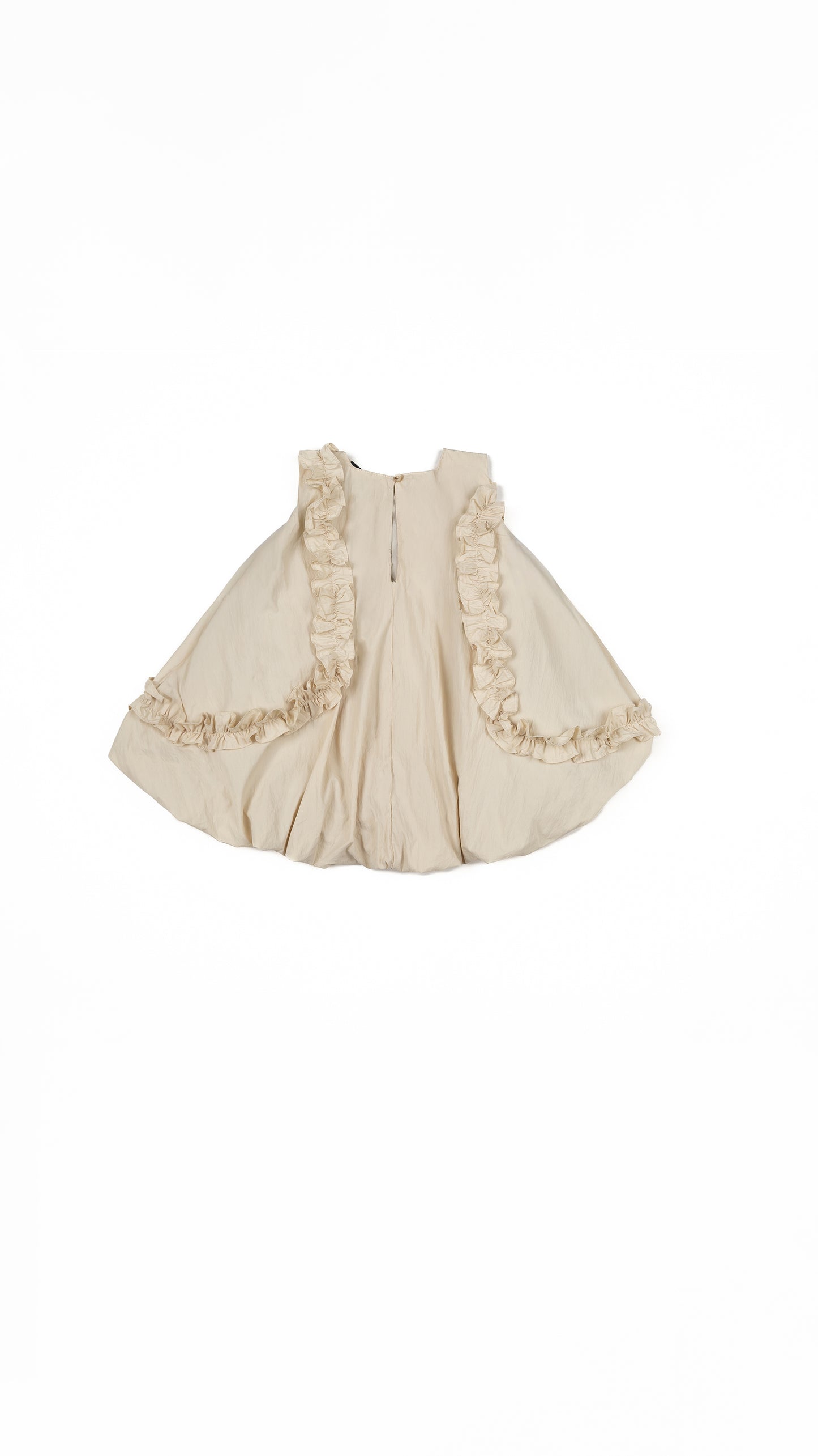 Ruffle Detail Bubble Hem Top in Beige