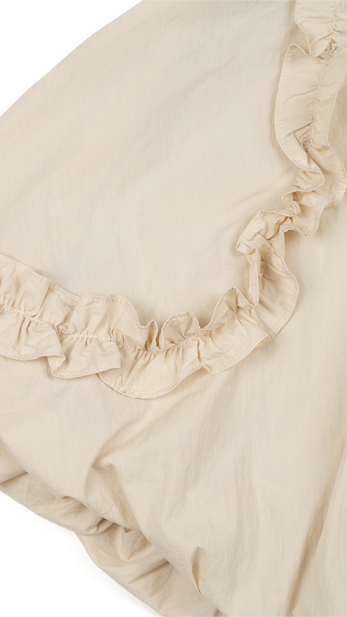 Ruffle Detail Bubble Hem Top in Beige
