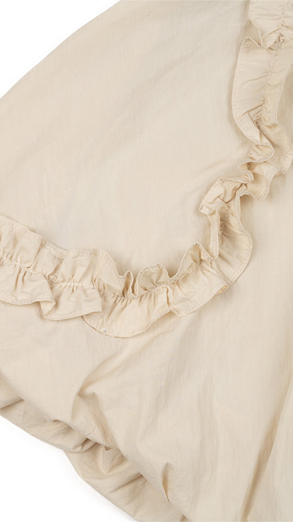 Ruffle Detail Bubble Hem Top in Beige