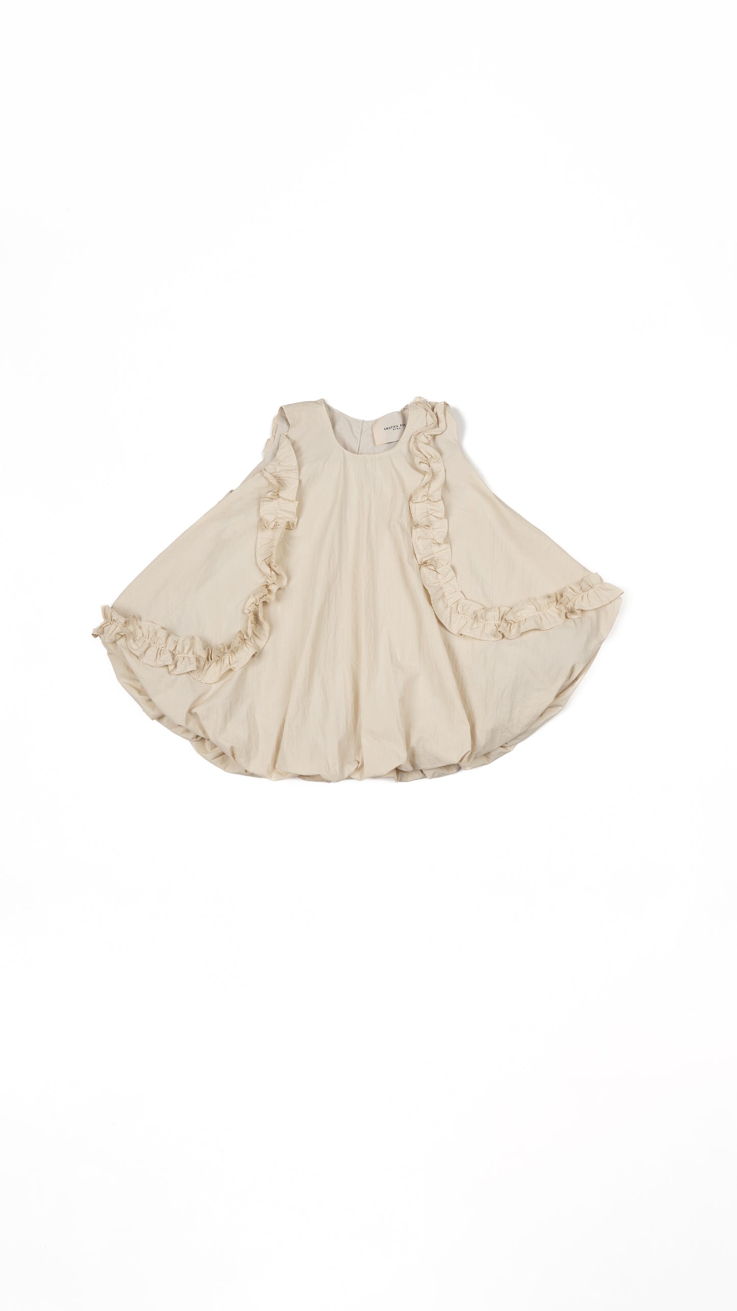Ruffle Detail Bubble Hem Top in Beige