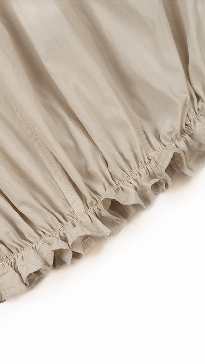 Ruffle-Hem Balloon Culottes in Beige