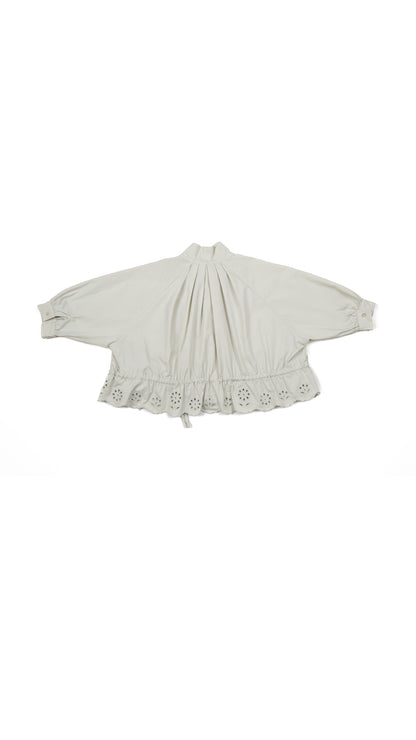 Eyelet Lace Hem Drawstring Jacket
