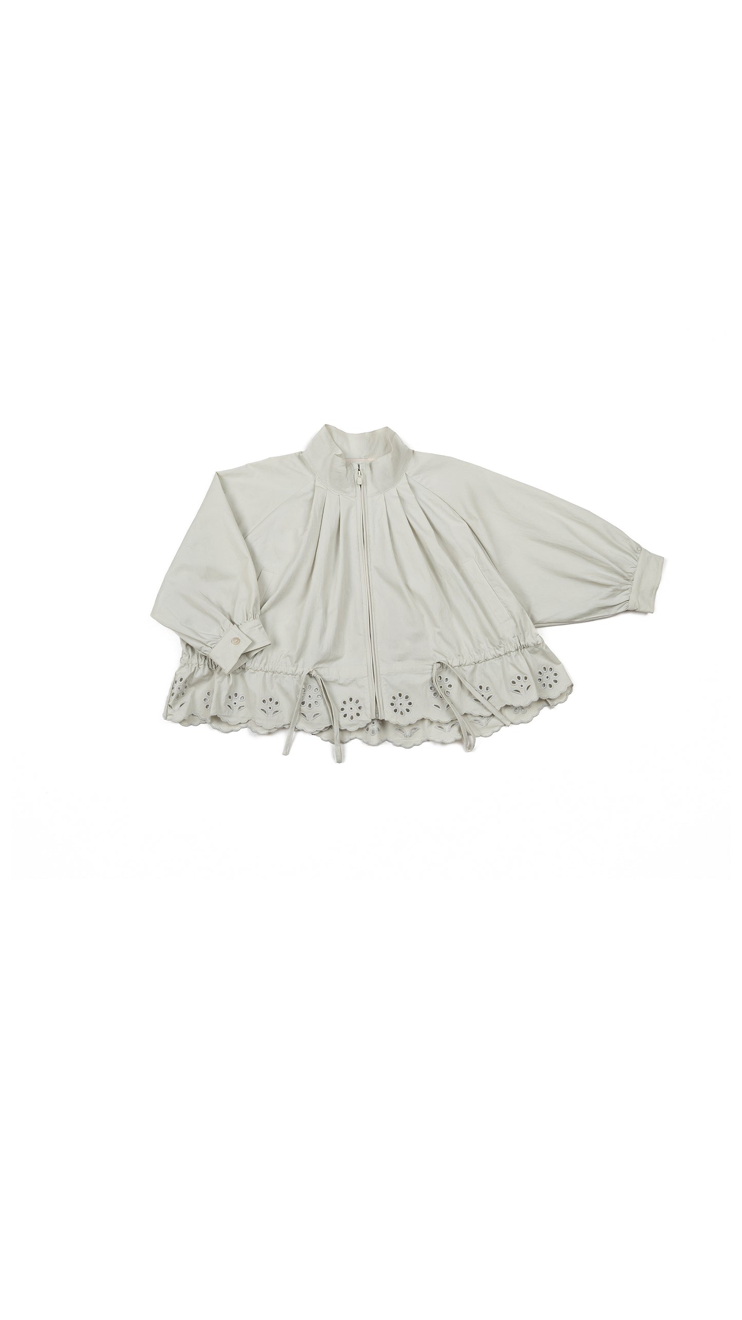 Eyelet Lace Hem Drawstring Jacket