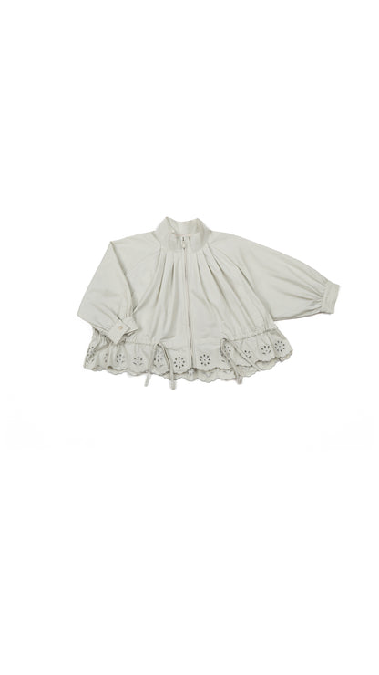 Eyelet Lace Hem Drawstring Jacket