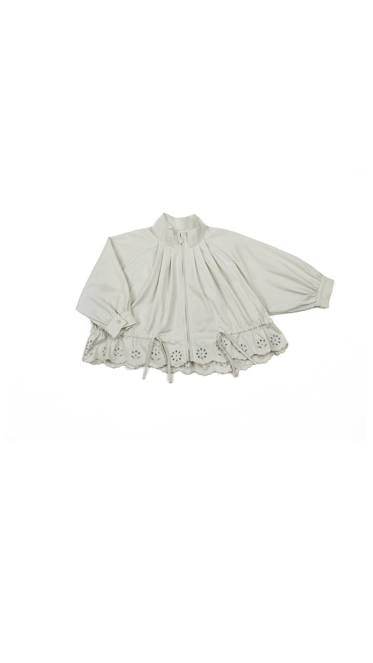 Eyelet Lace Hem Drawstring Jacket