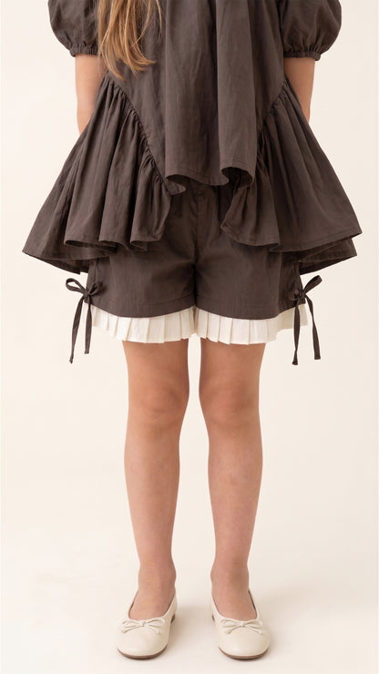 Side Tie-Ups Detail Layered Shorts
