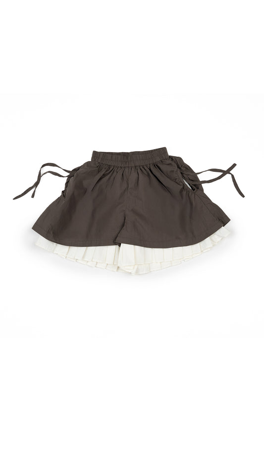 Side Tie-Ups Detail Layered Shorts