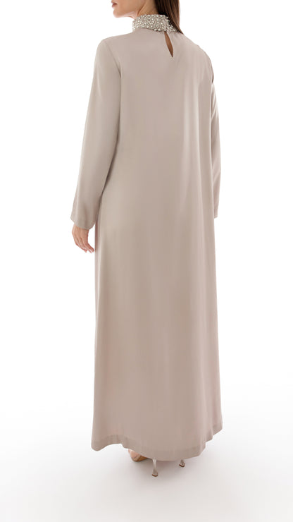 Crystal Embellished Collar Detail Dress