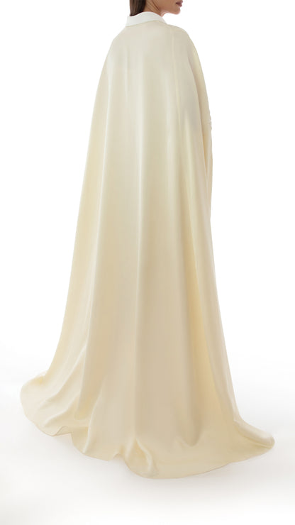 Floral Embroidered Cape Dress