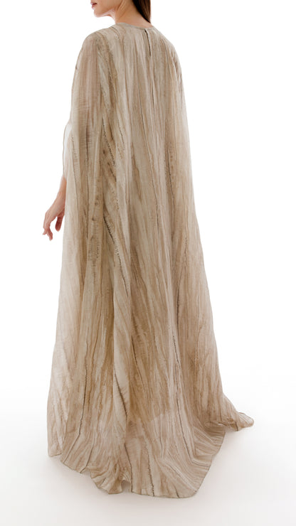 Embroidered Crew Neck Caftan with Inner Dress