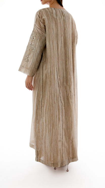 Floral Embroidered Sleeve Detail Dress with Inner Dress