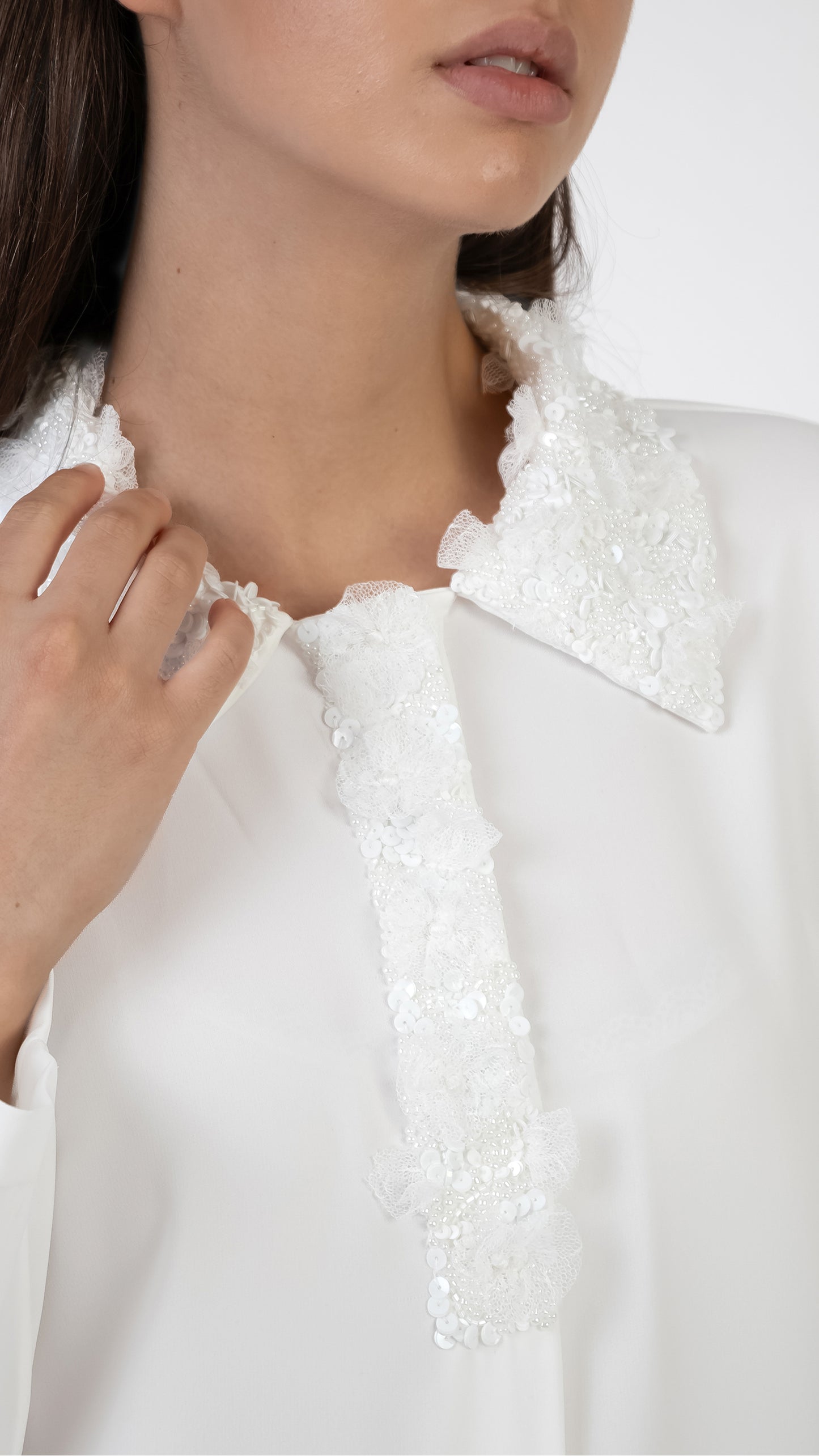 Embellished Collar and Placket Detail Dress
