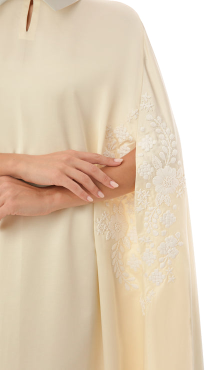 Floral Embroidered Cape Dress