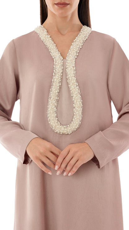 Intricate Embellished Neck Cut-Out Detail Dress