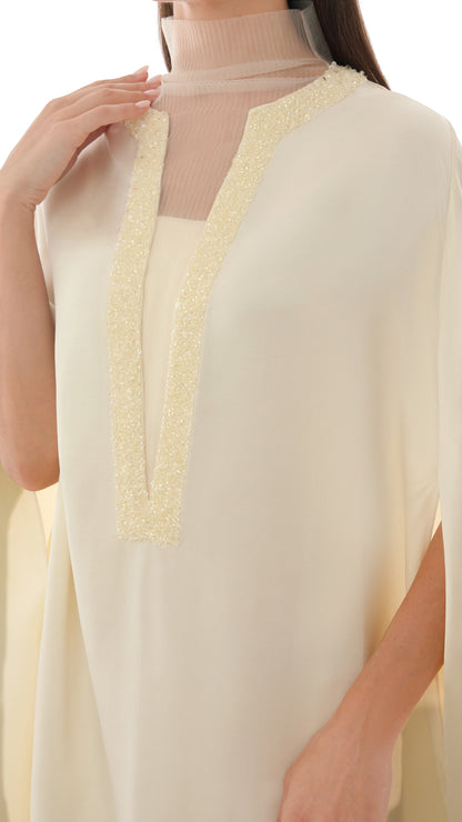 Intricate Embellished Cut-Out High Neck Detail Dress