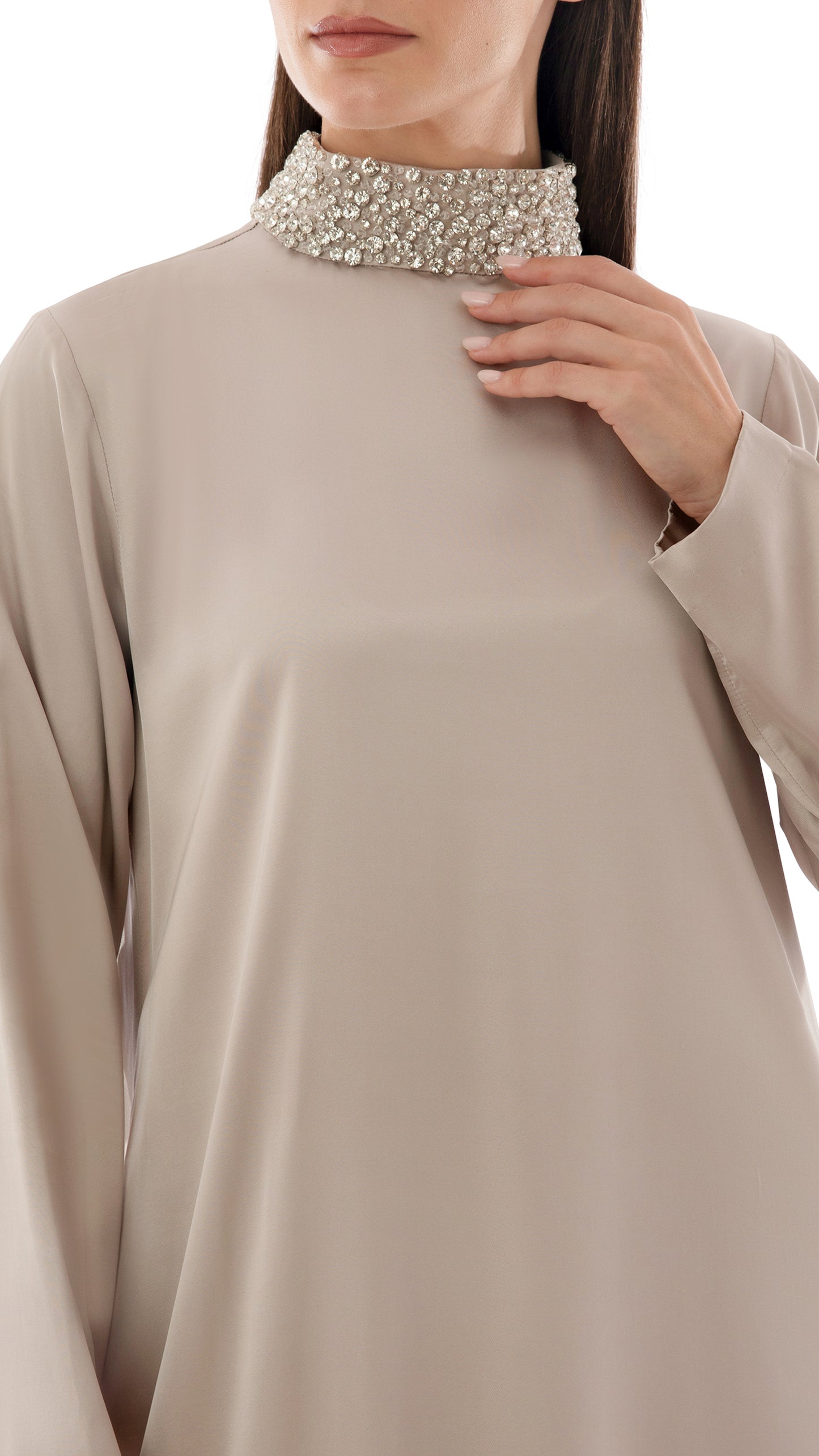 Crystal Embellished Collar Detail Dress