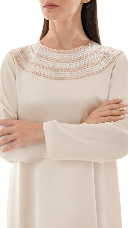 Embellished Neck Detail Dress