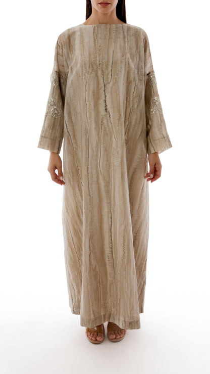 Floral Embroidered Sleeve Detail Dress with Inner Dress