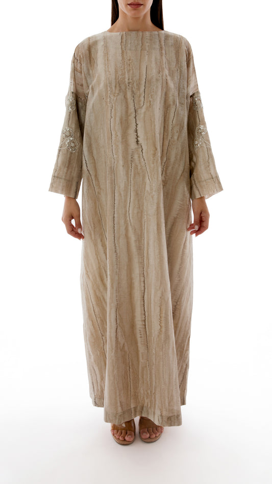 Floral Embroidered Sleeve Detail Dress with Inner Dress