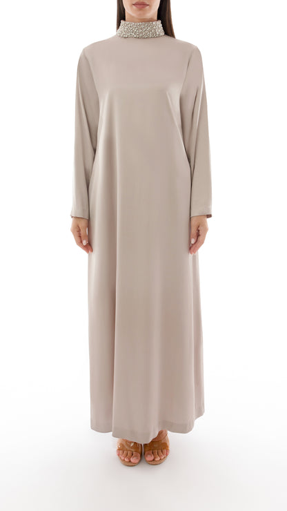 Crystal Embellished Collar Detail Dress