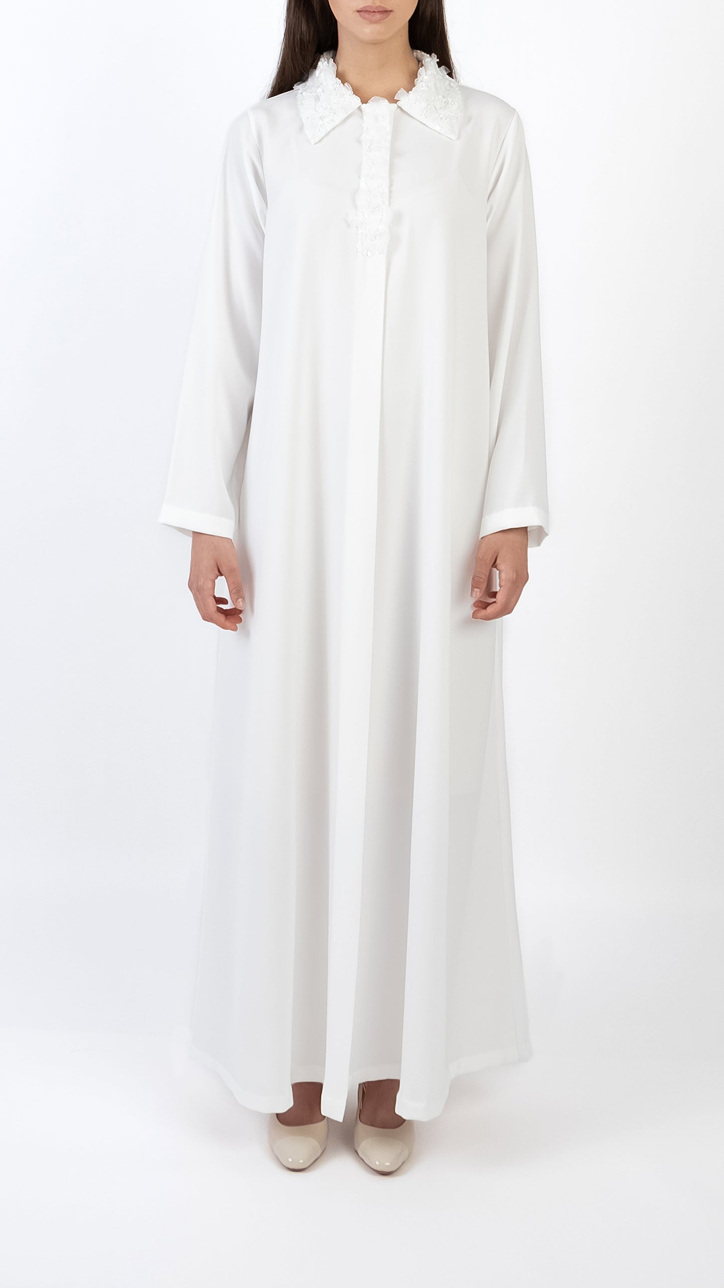 Embellished Collar and Placket Detail Dress