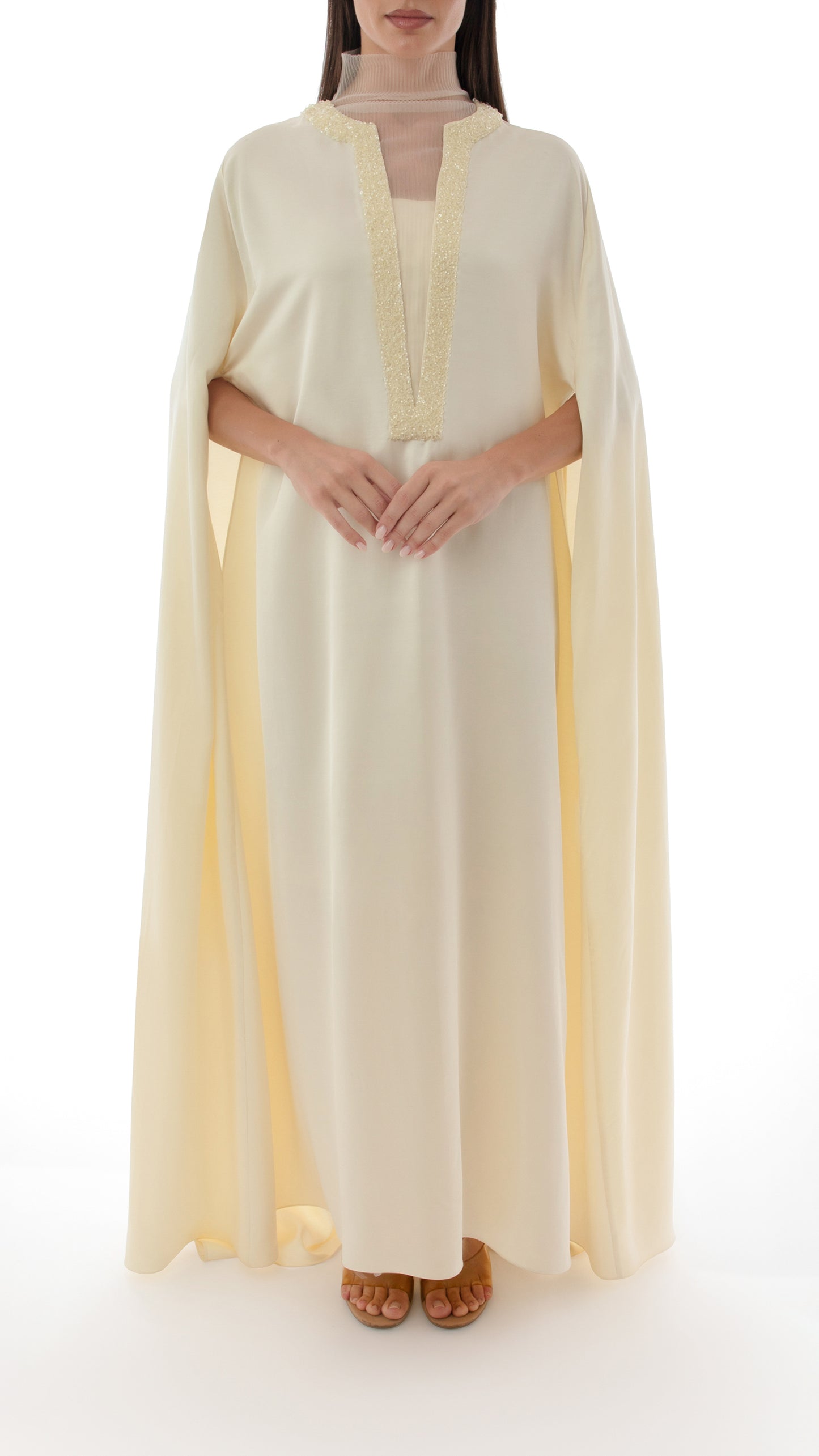 Intricate Embellished Cut-Out High Neck Detail Dress