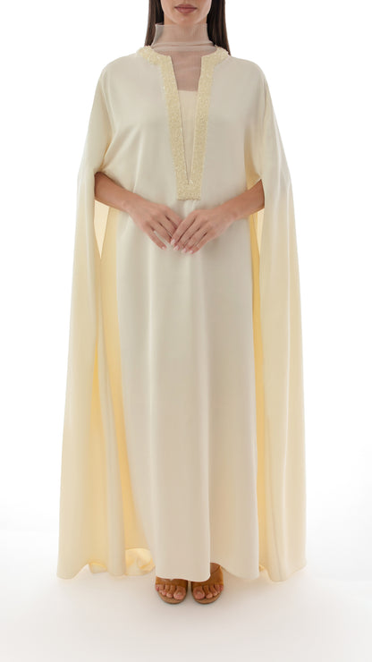 Intricate Embellished Cut-Out High Neck Detail Dress