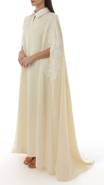 Floral Embroidered Cape Dress