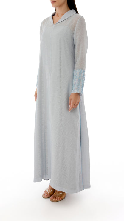 Embroidered Side Slit Detail Dress with Inner Dress