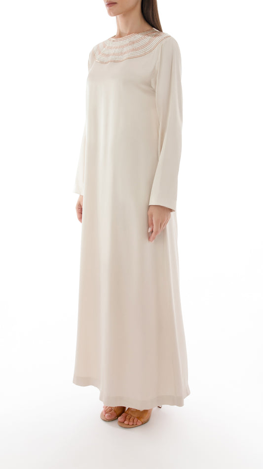 Embellished Neck Detail Dress