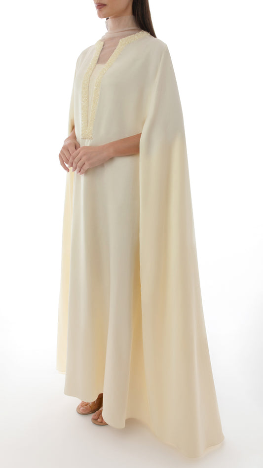 Intricate Embellished Cut-Out High Neck Detail Dress